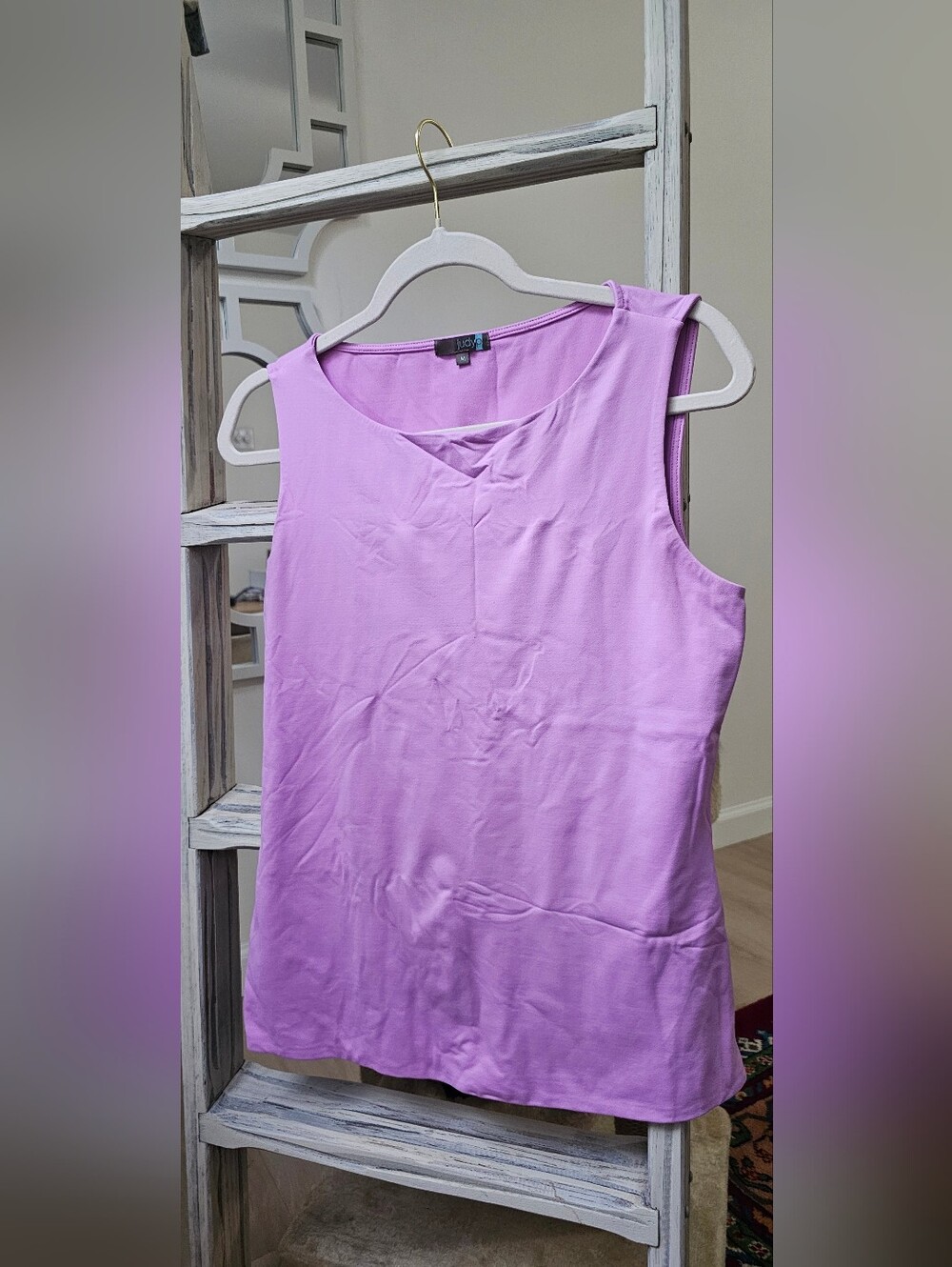 judyp Microfiber Sleeveless Lavender Tank Top with Soft Scoop Neck Made In USA
